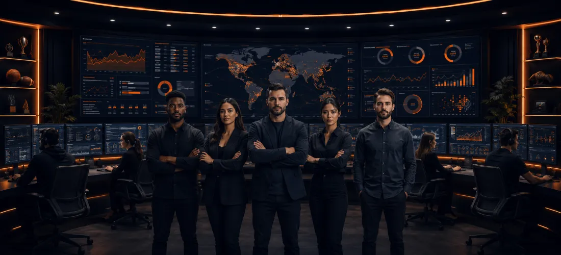 Team von x3bet Casino im Kontrollraum
